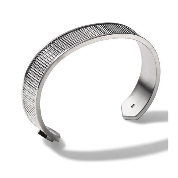 Bulova Precisionist Open Cuff‎ Bracelet, Knurled Texture Design, Silver, NWT - Picture 4 of 16